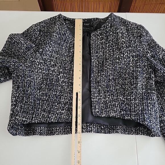 Andre Badi Tweed Open Front Long Sleeve Cropped Jacket Academia Classic Preppy - Picture 5 of 8
